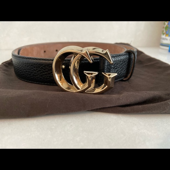 Sold !! Gucci Black Guccissima leather GG belt size 80 - Picture 10 of 14